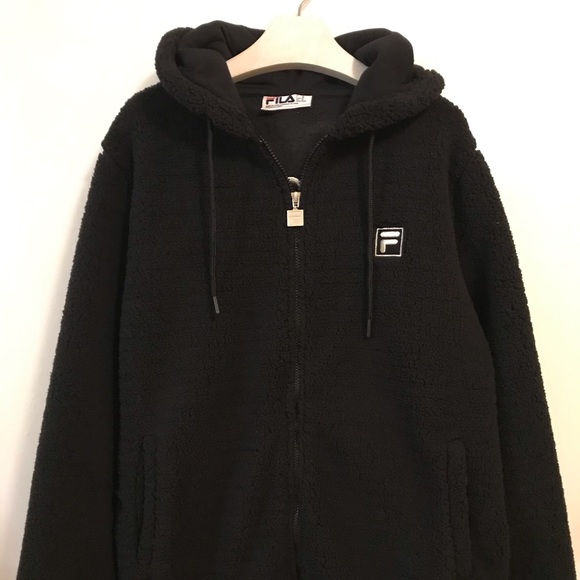 Fila Other - FILA Sherpa Hoodie Jacket Black Medium NWT Teddy